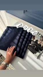 شال ژاکارد طرح برند سرمه ای - Image 2