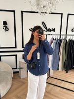 شومیز Zara V آبی جین با کیفیت دوخت بالا