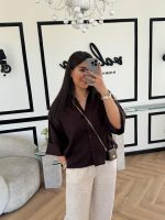 شومیز لینن قهوه ای - Image 2