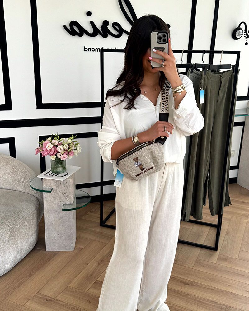 شلوار لینن سفید زنانه
