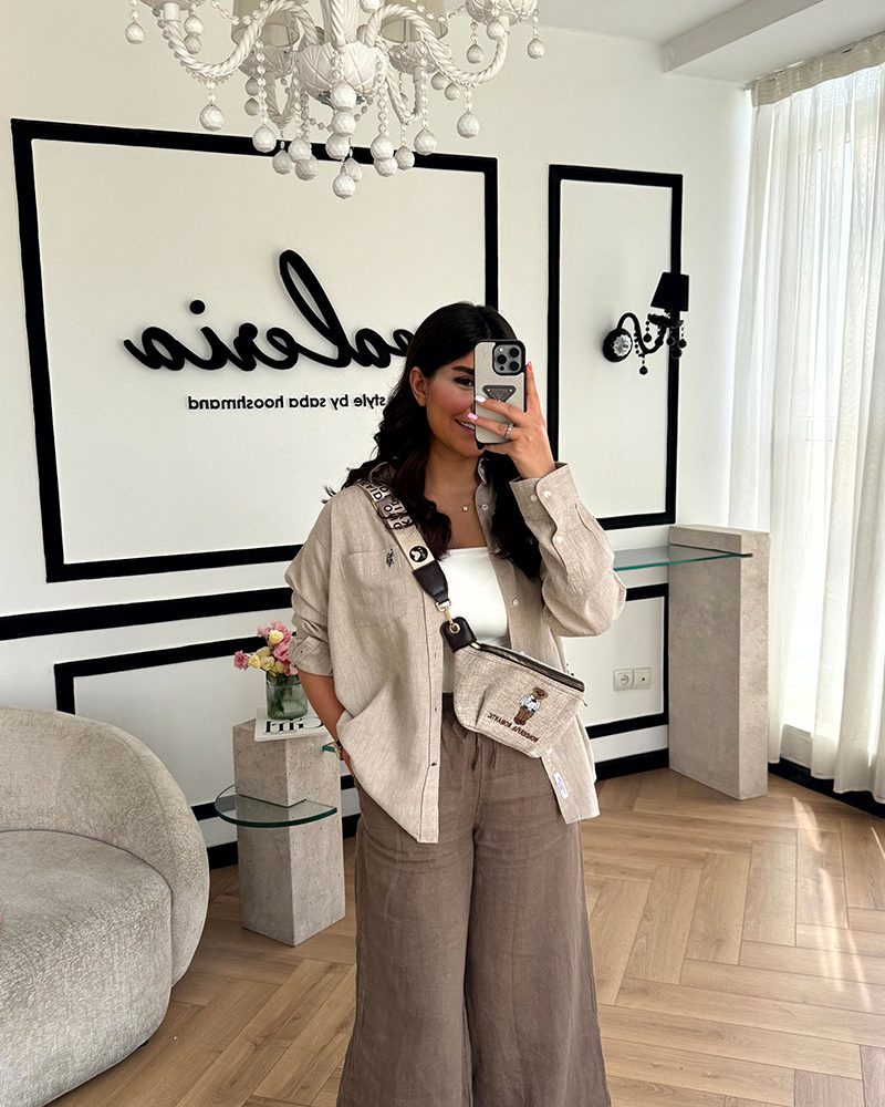 شلوار لینن نسکافه ای